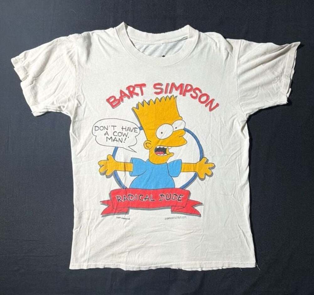 Vintage 1989/1990 Bart Simpson Radical Dude Graphic T-Shirt Single Stitch